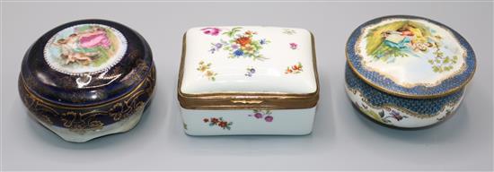 3 porcelain trinket boxes